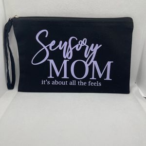 🎄 Lavender Sensory Mom  Black Zipper Wristlet
